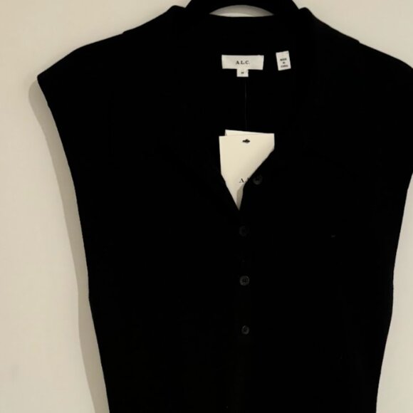 A.L.C. Taylor II Knit Collared Mini Dress in Black Size Medium - Picture 7 of 11